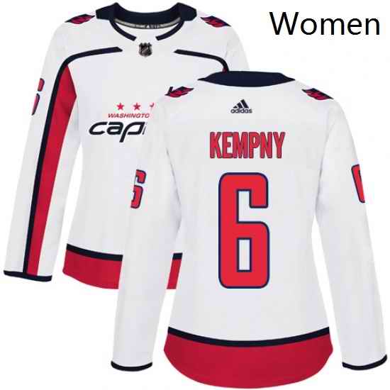 Womens Adidas Washington Capitals 6 Michal Kempny Authentic White Away NHL Jersey